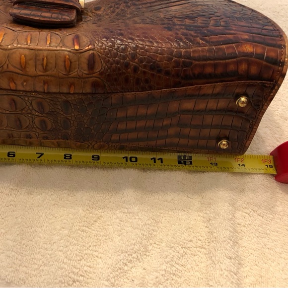 Brahmin Metallic Toasted Almond Crocodile Embossed Leather Shoulder Bag. - Picture 12 of 15